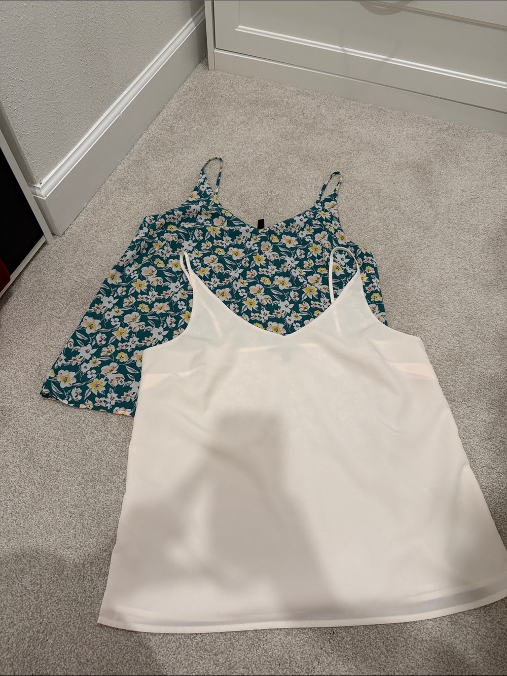 Banana Republic Factory Teal Floral Cami & Ivory Layering Tank